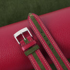 red & forest green suede leather watch strap – photo 5