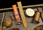 orange & black lizard leather watch strap – photo 3