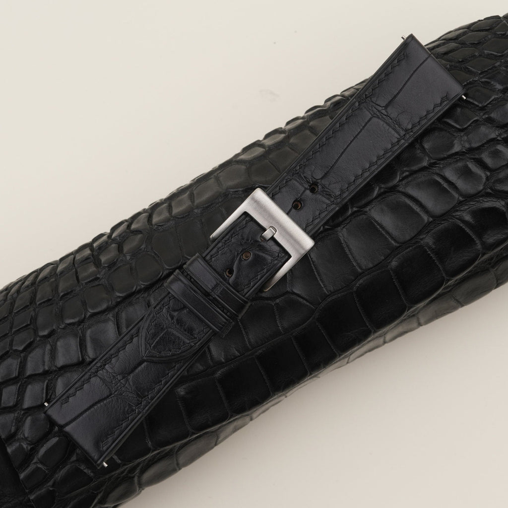 black & pearl white alligator leather watch strap – photo 5