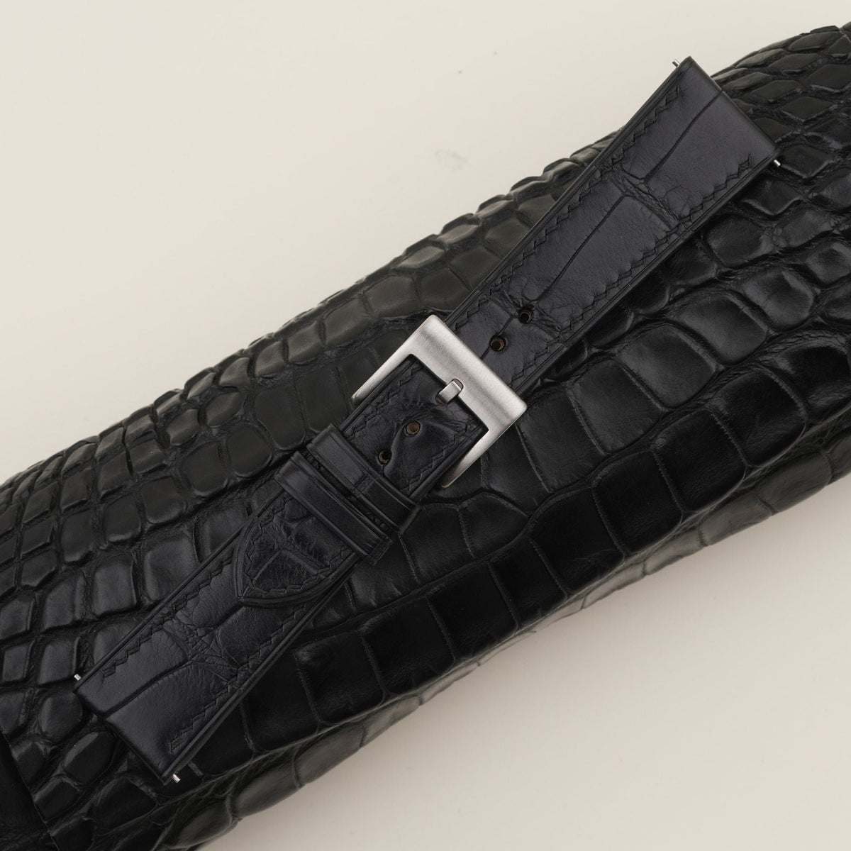 black & pearl white alligator leather watch strap – photo 5