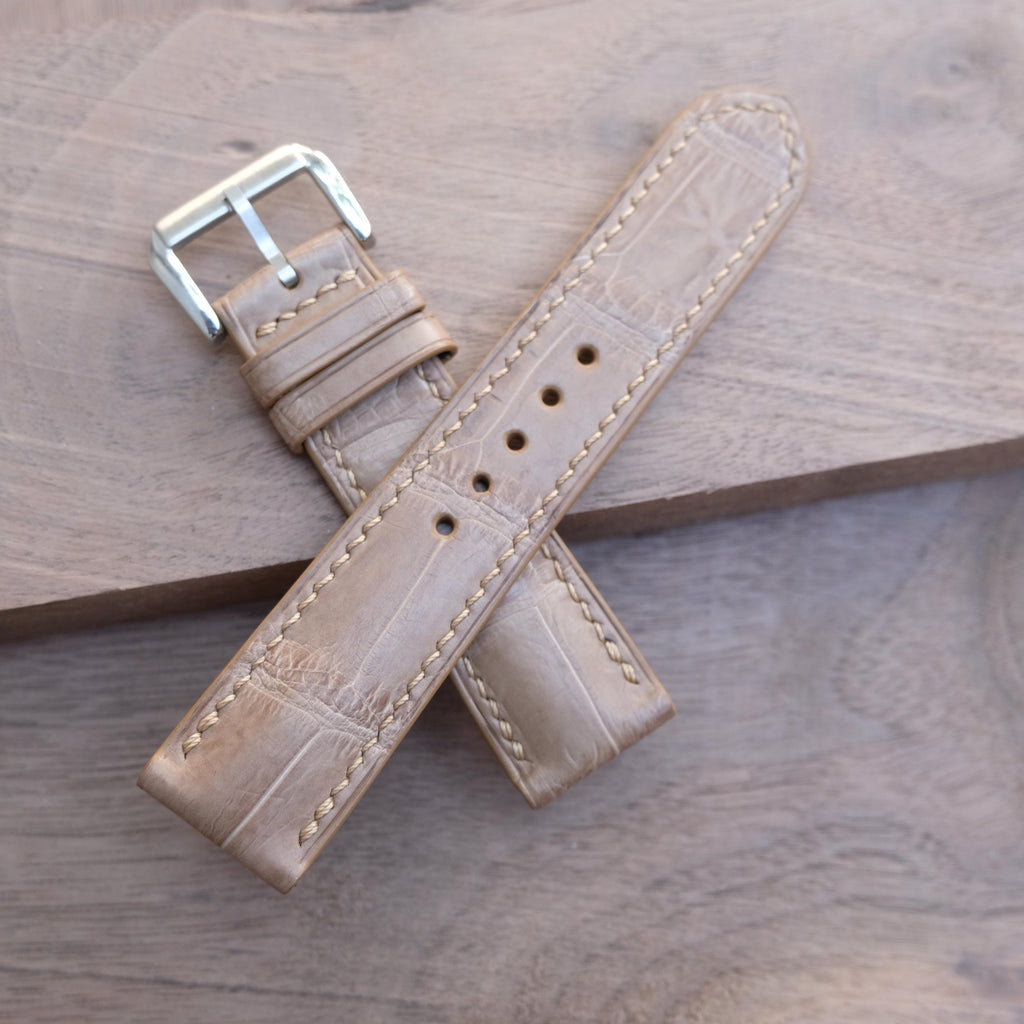 beige alligator leather watch strap – photo 5