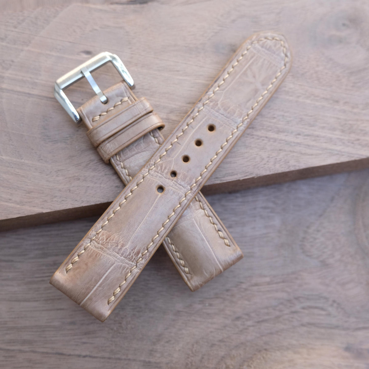 beige alligator leather watch strap – photo 5