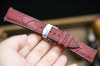 waxy red ostrich leg leather watch strap – photo 3
