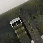 olive waxed leather watch strap – photo 5
