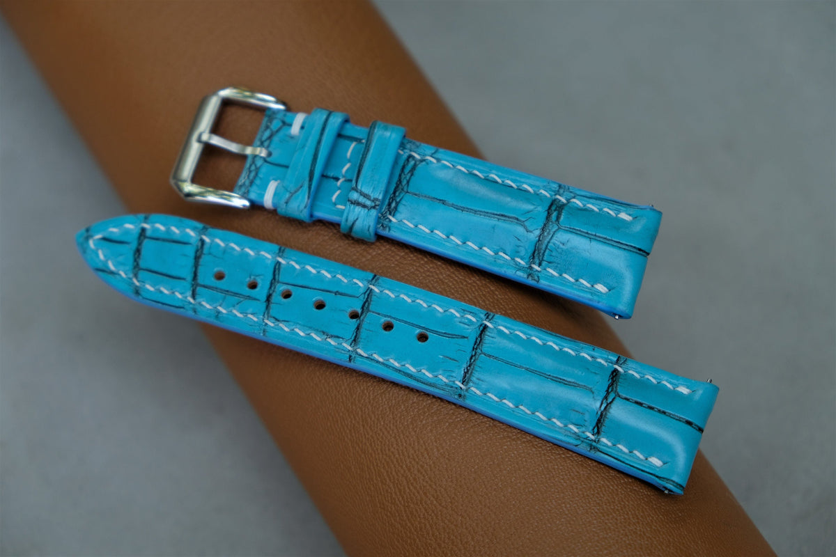 turquoise alligator leather watch strap – photo 5