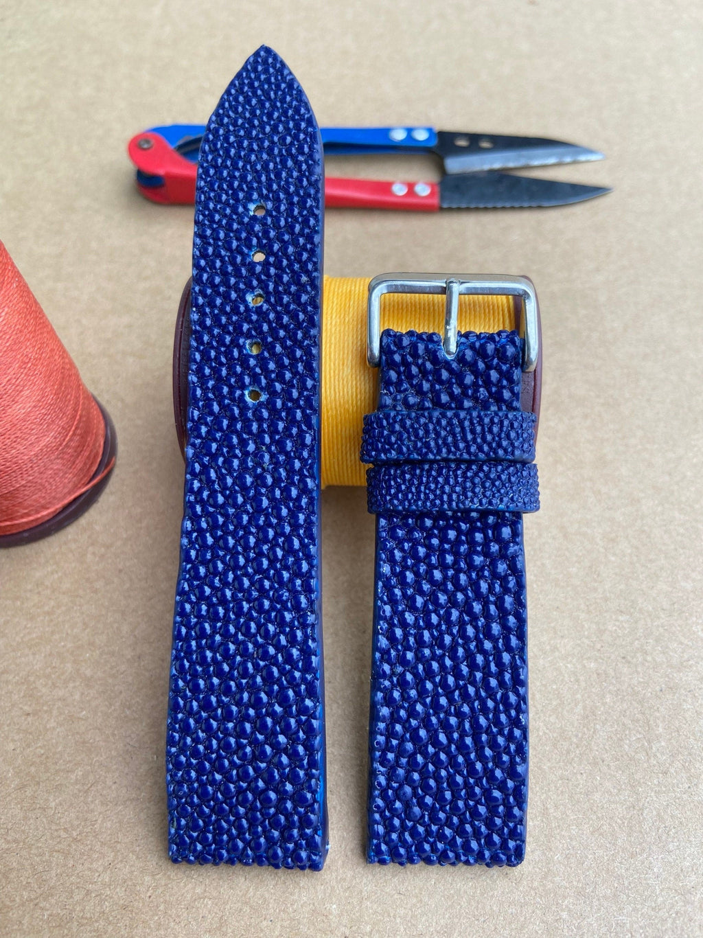 navy blue stingray leather watch strap – photo 5