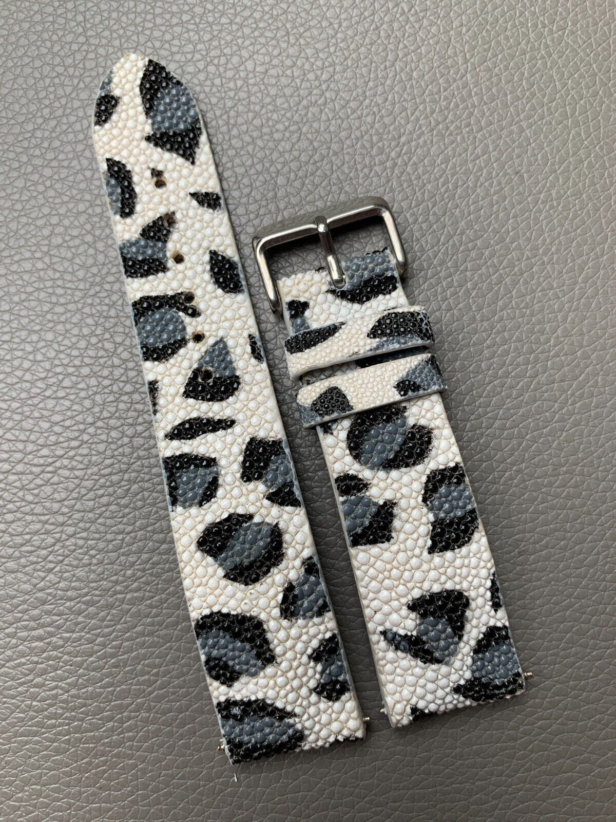 white black stingray leather watch strap – photo 5