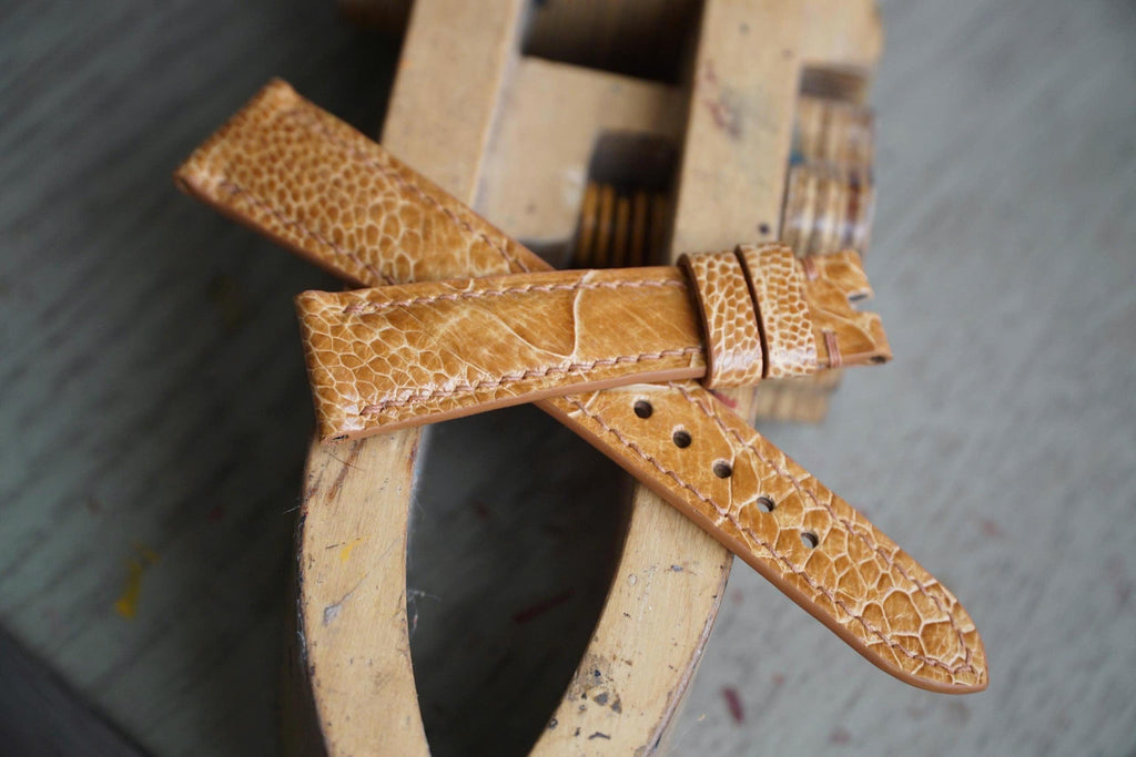 tan & chestnut ostrich leather watch strap – photo 5