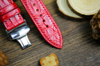 bright red alligator leather watch strap – photo 3