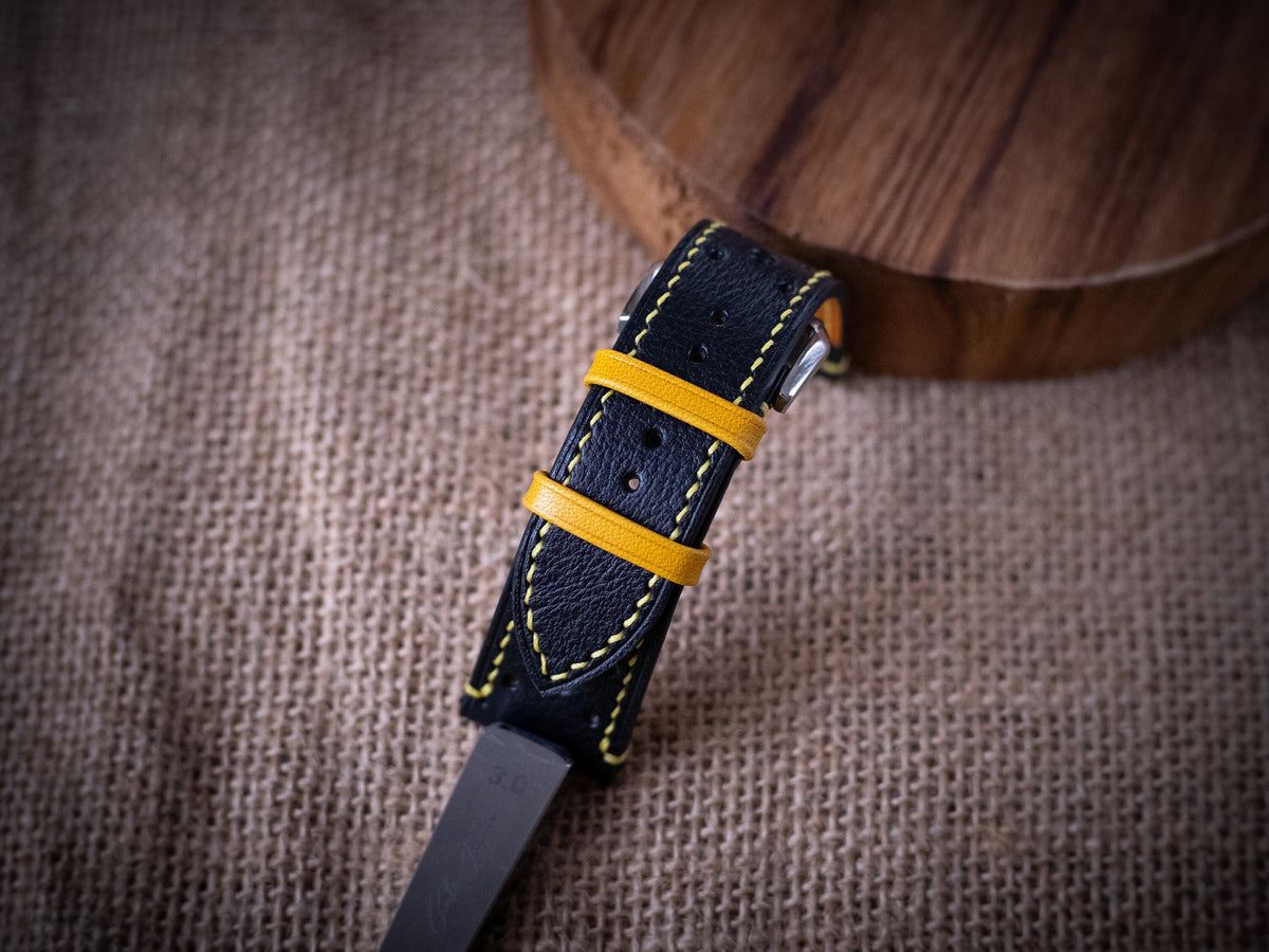 black & yellow vachetta leather watch strap – photo 5