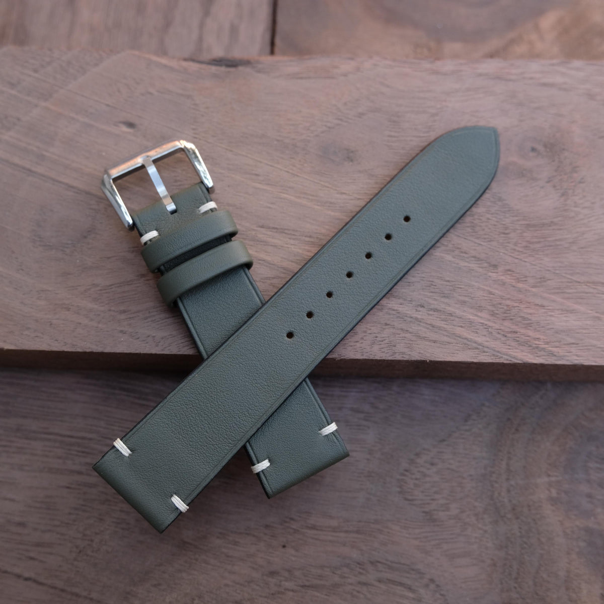 olive swift leather watch strap – photo 5