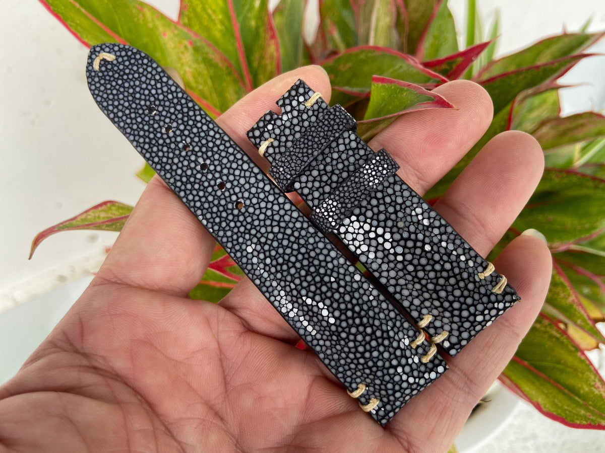 gray black stingray leather watch strap – photo 5