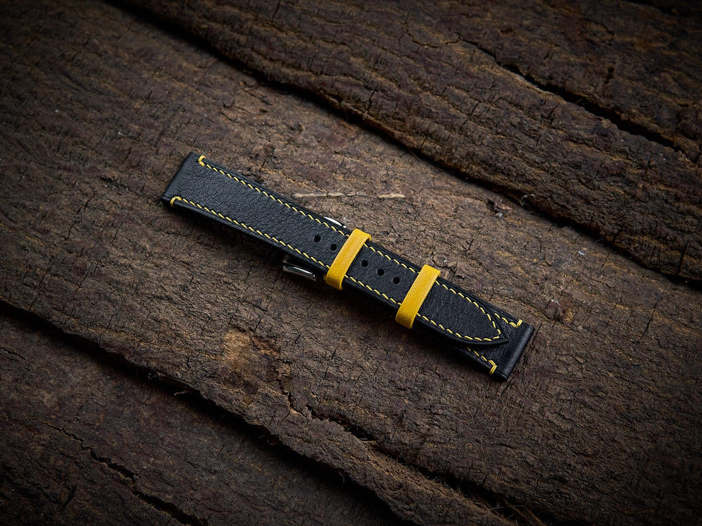 black & yellow vachetta leather watch strap – photo 6