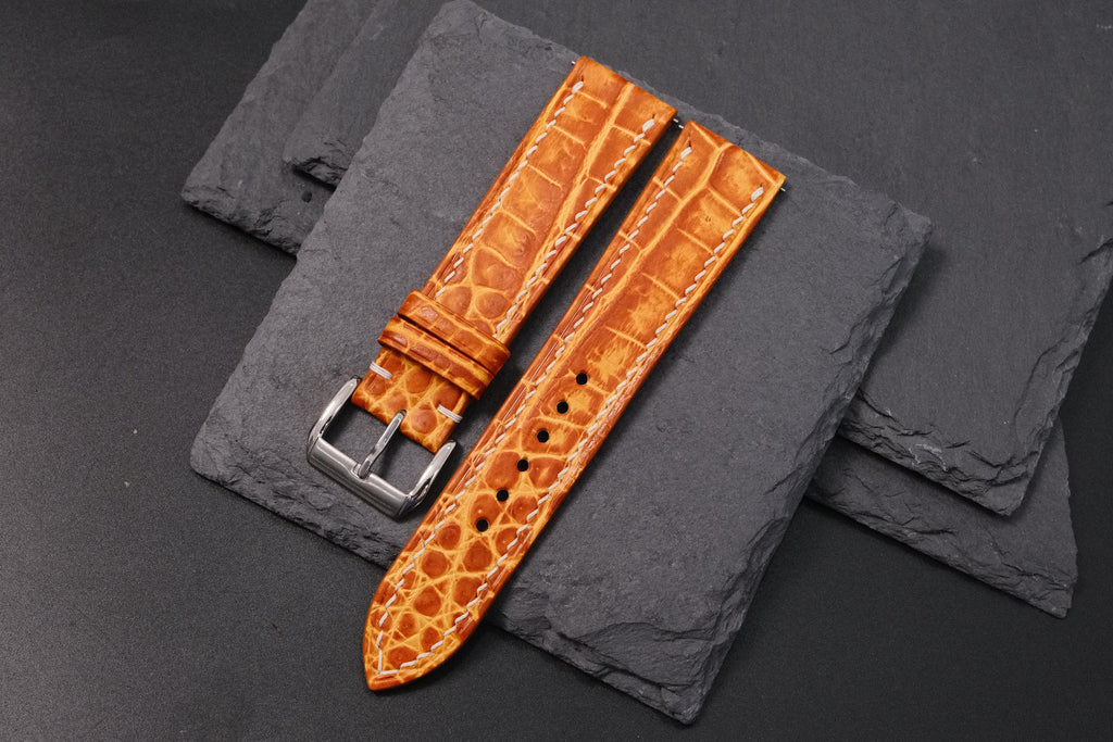patina orange alligator leather watch strap – photo 2