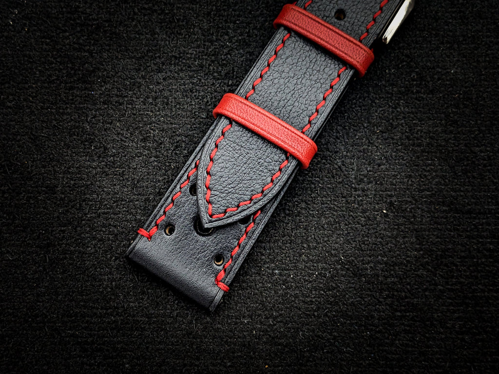 black & red vachetta leather watch strap – photo 6
