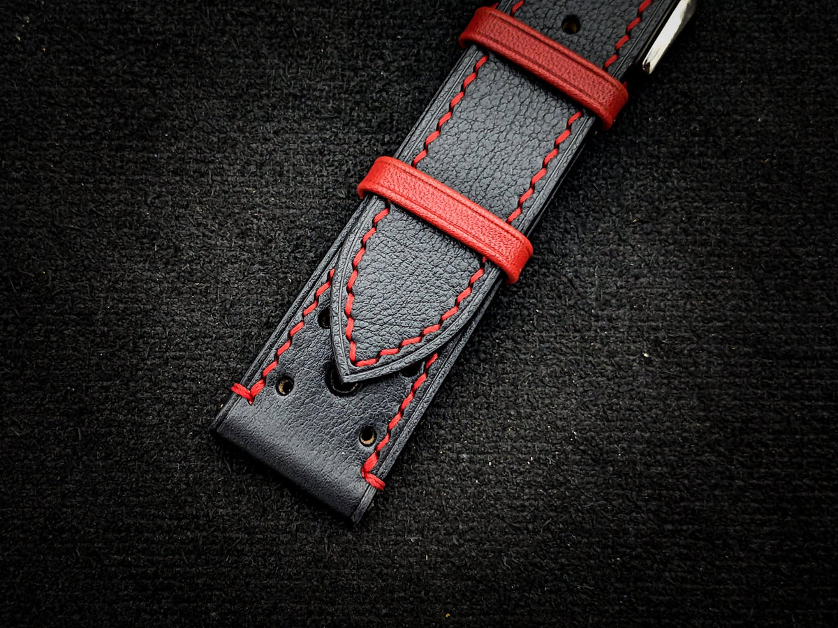 black & red vachetta leather watch strap – photo 6