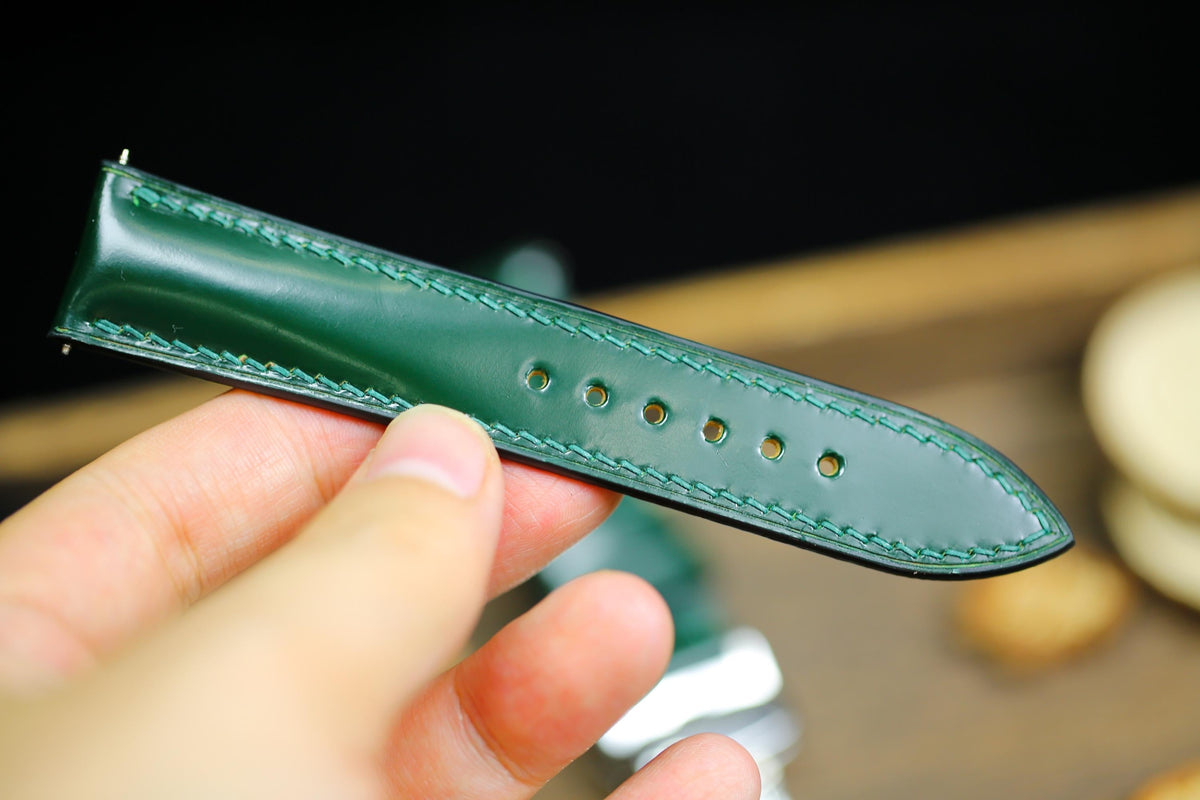 medium army green shell cordovan leather watch strap – photo 4