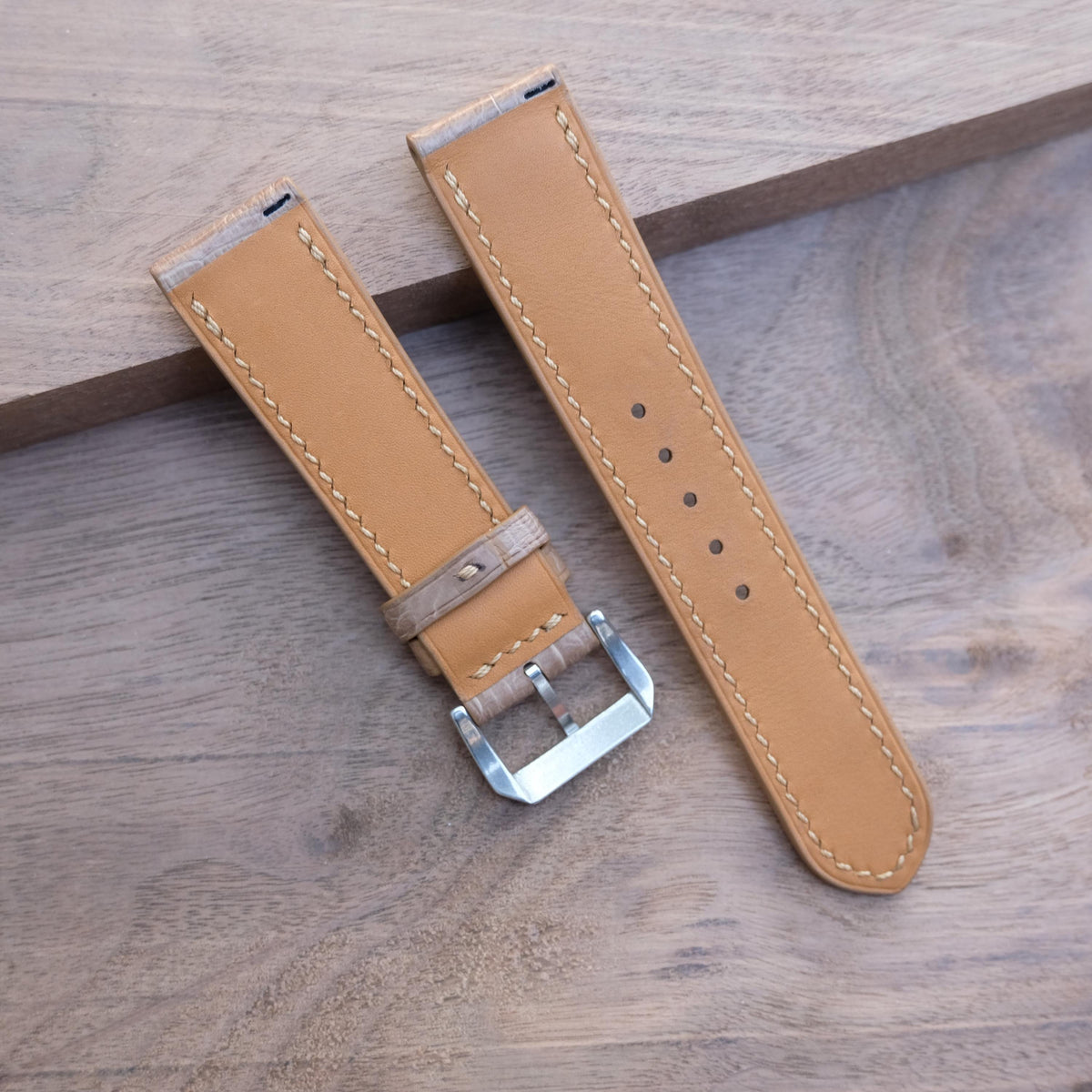 beige alligator leather watch strap – photo 6