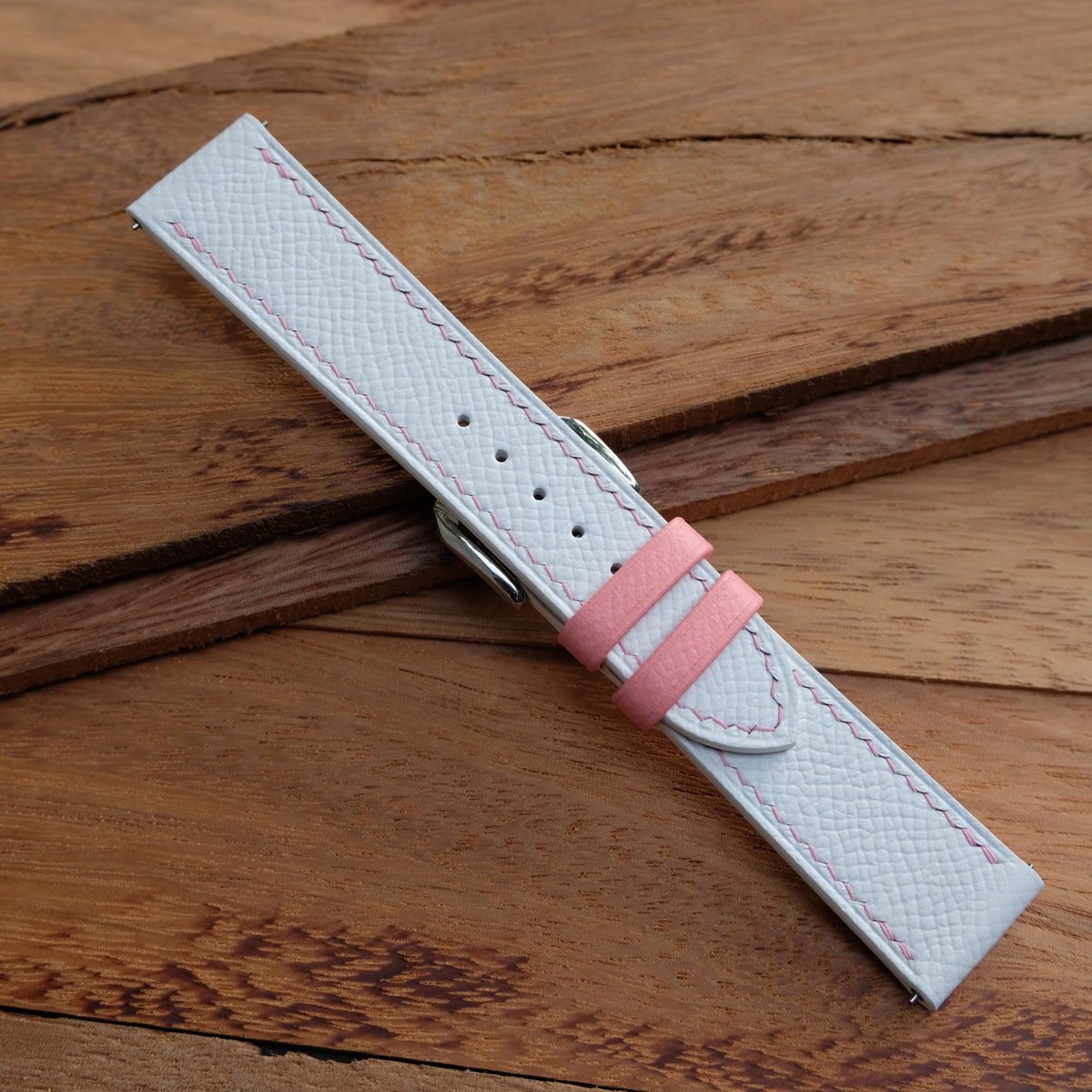 white pink epsom leather watch strap – photo 6