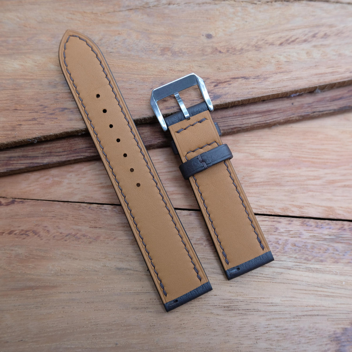 dark brown togo leather watch strap – photo 6