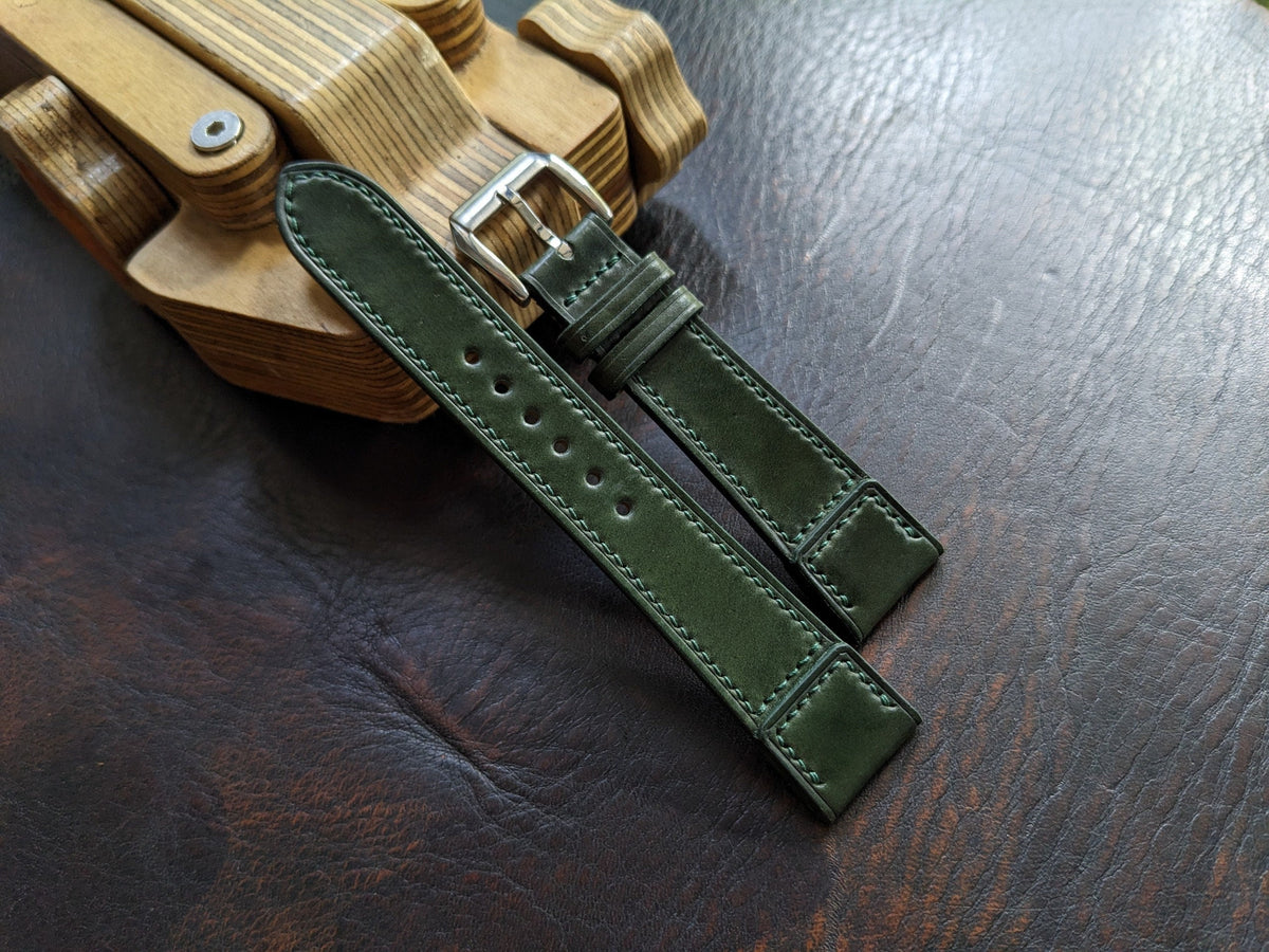 dark green shell cordovan leather watch strap – photo 6