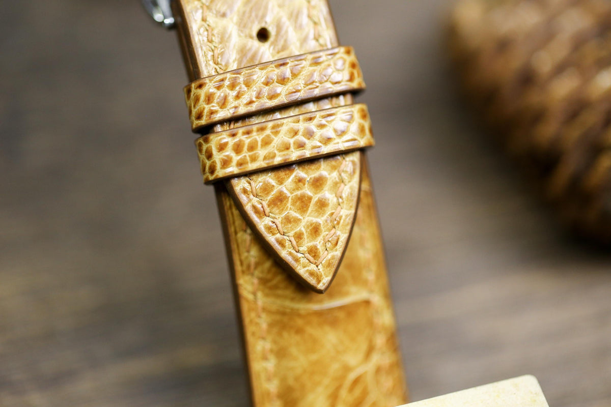 honey ostrich leg leather watch strap – photo 4