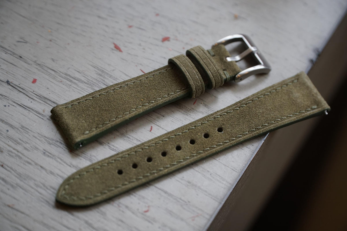 olive green suede leather watch strap – photo 6
