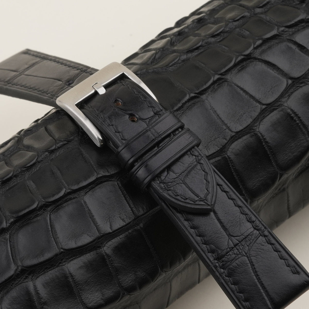 black & pearl white alligator leather watch strap – photo 6