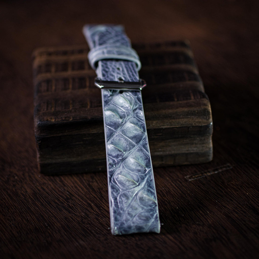 patina blue grey alligator leather watch strap – photo 6