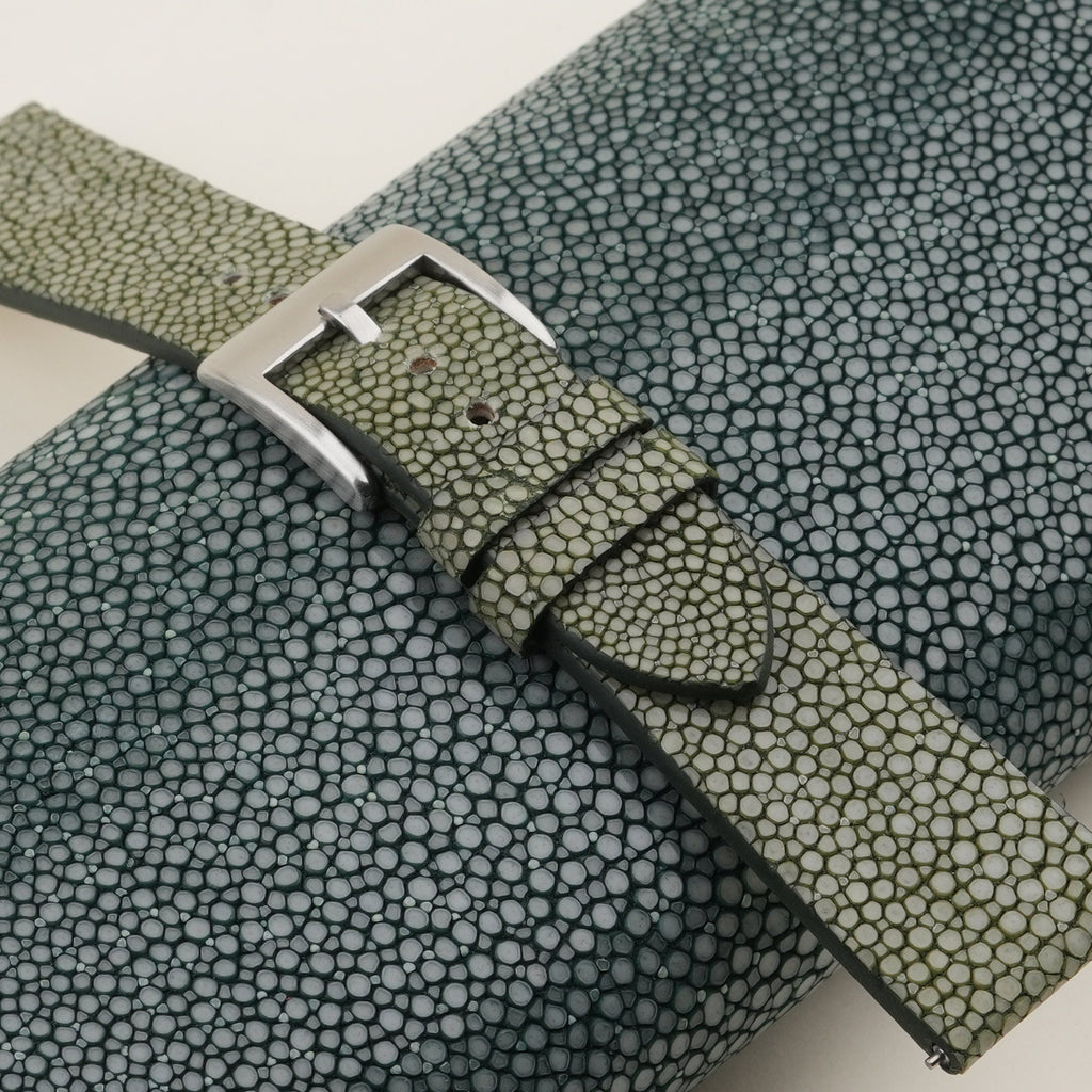 moss green stingray leather watch strap – photo 6
