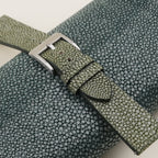 moss green stingray leather watch strap – photo 6