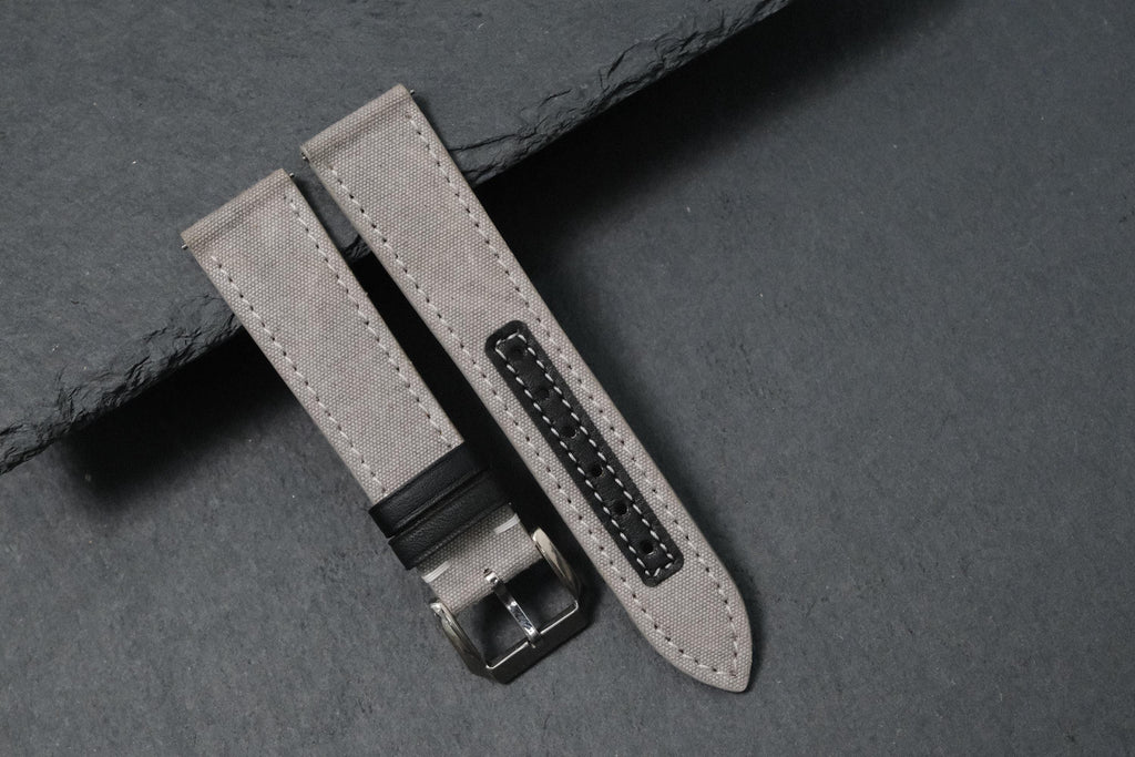 grey canvas leather watch strap – photo 2