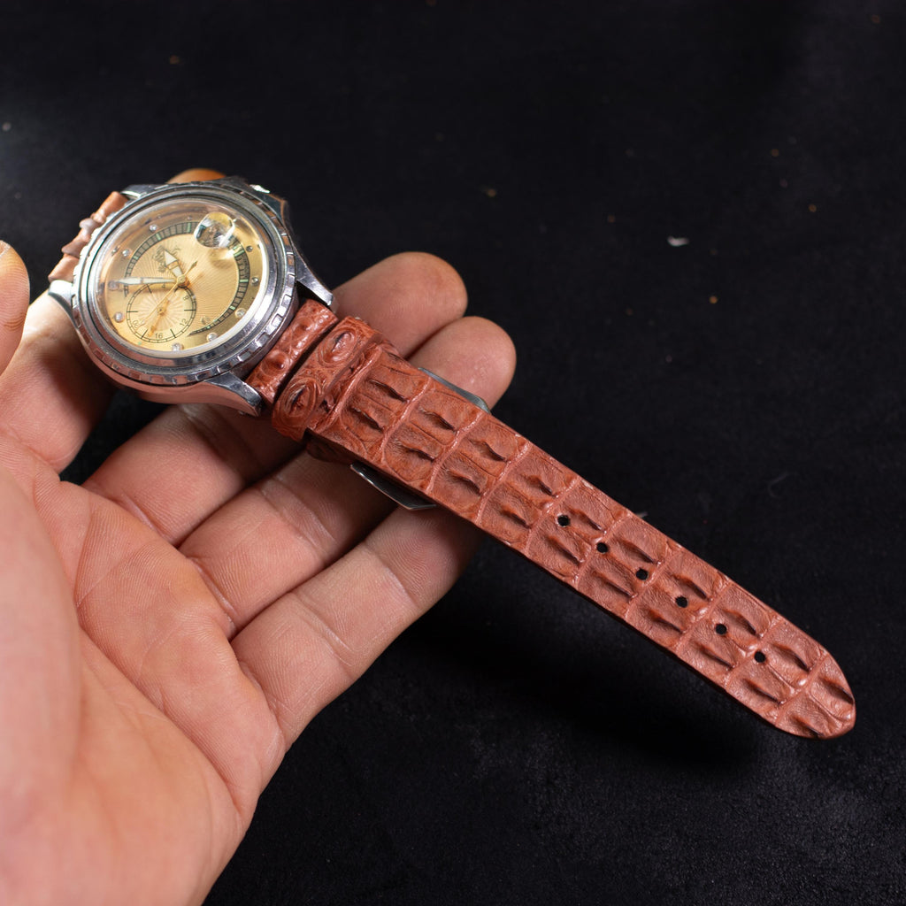 cognac brown alligator leather watch strap – photo 6
