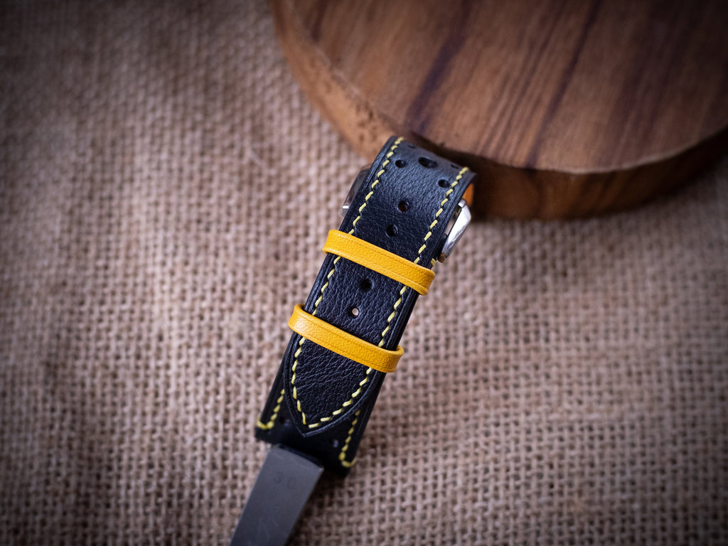 black & yellow vachetta leather watch strap – photo 6