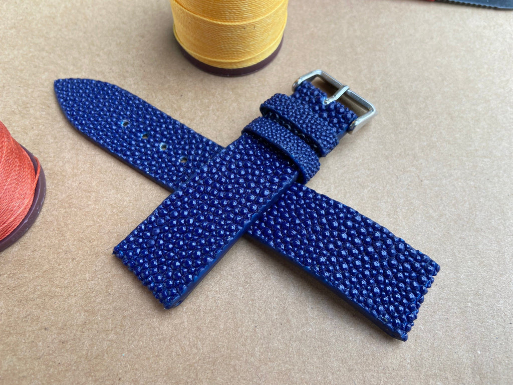 navy blue stingray leather watch strap – photo 6