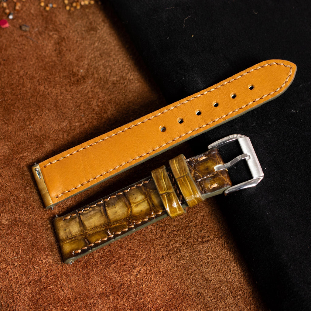 patina honey alligator leather watch strap – photo 6