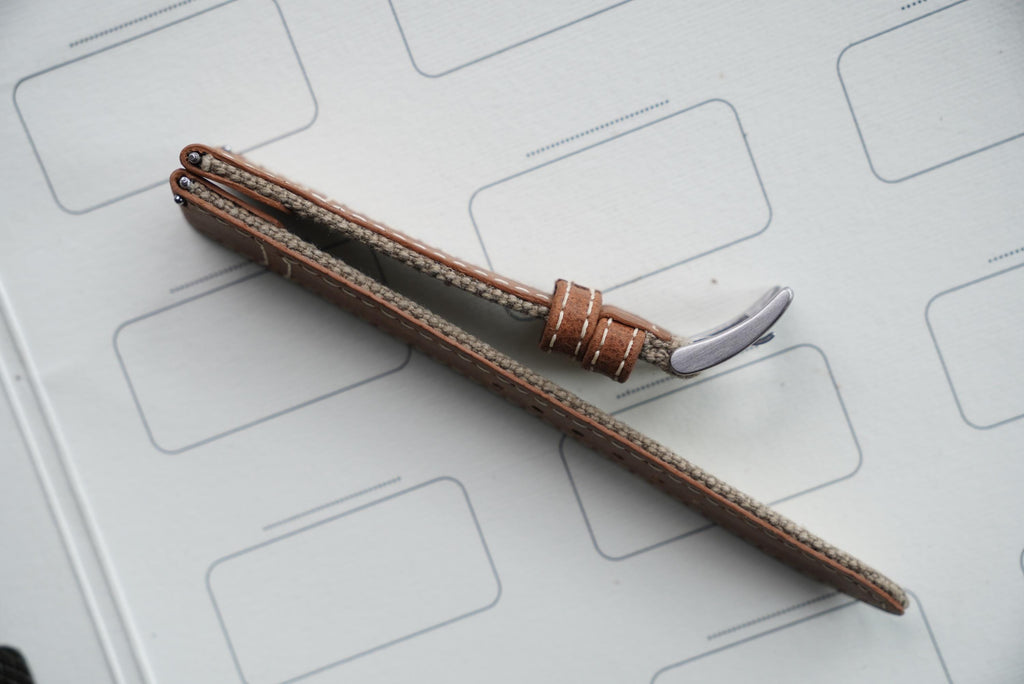 etoupe & brown canvas leather watch strap – photo 5