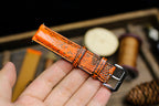 orange & black lizard leather watch strap – photo 4