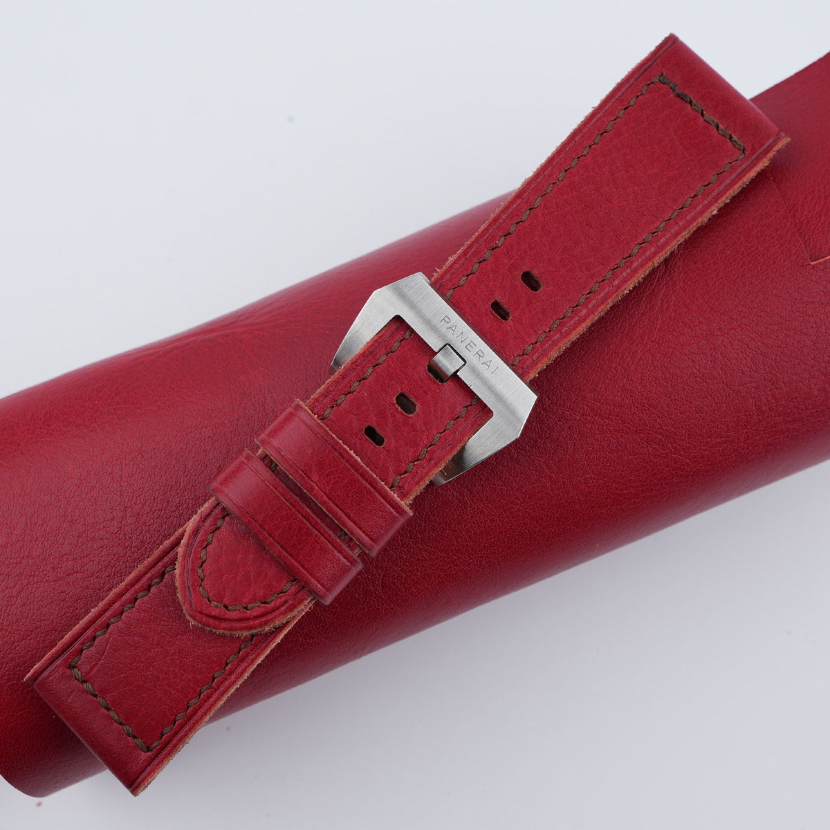 red vachetta leather watch strap – photo 6