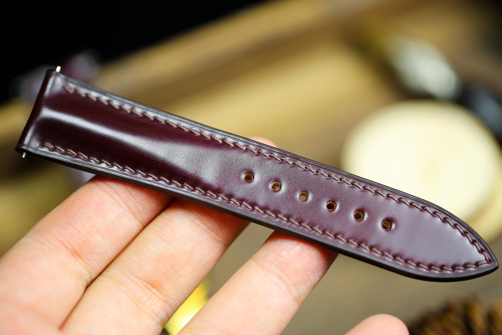 cherry brown shell cordovan leather watch strap – photo 5