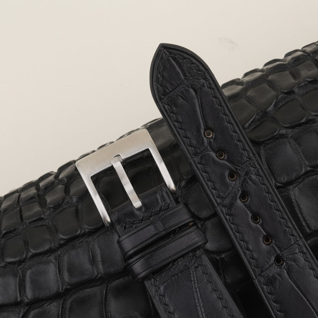 black & pearl white alligator leather watch strap – photo 7