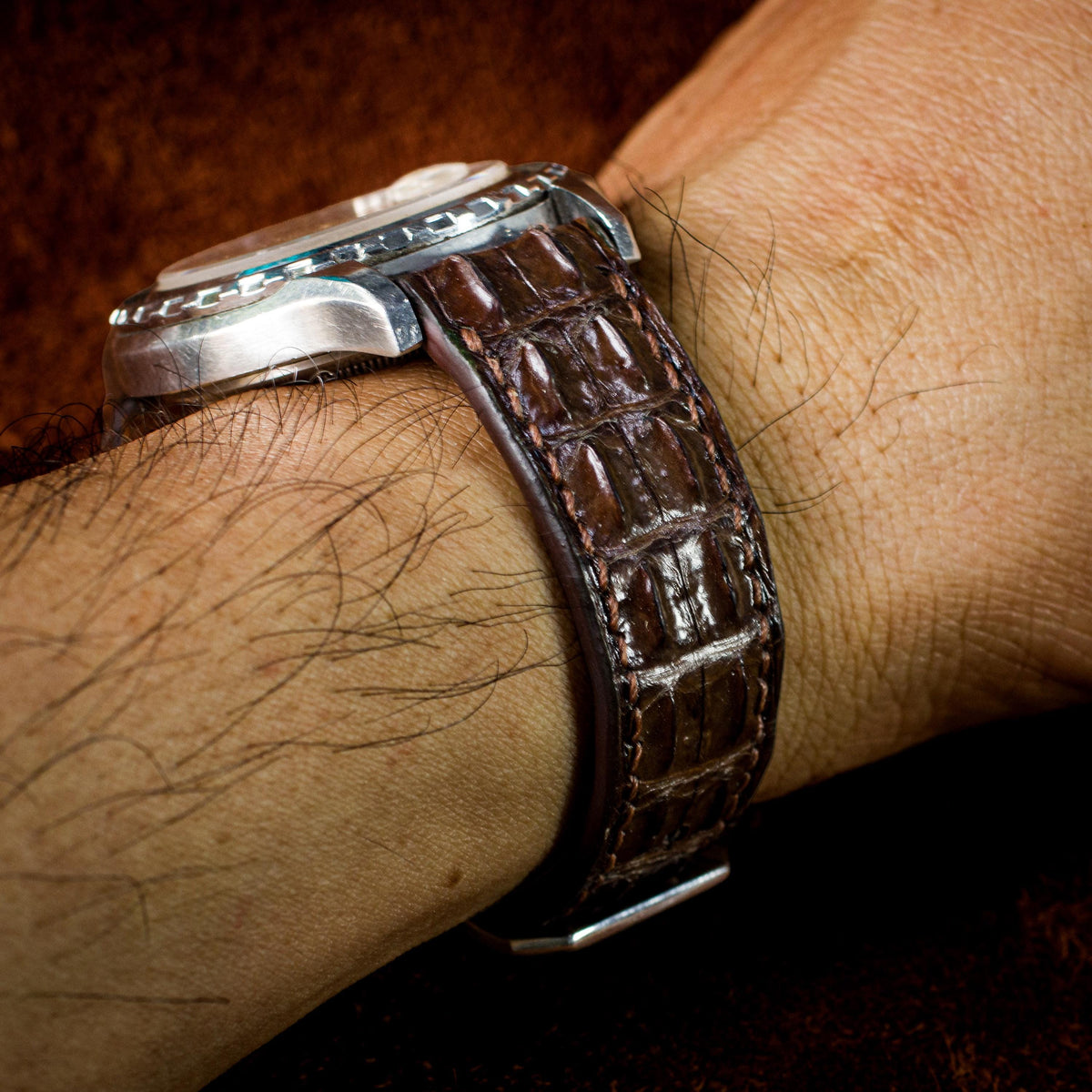 brown alligator leather watch strap – photo 7