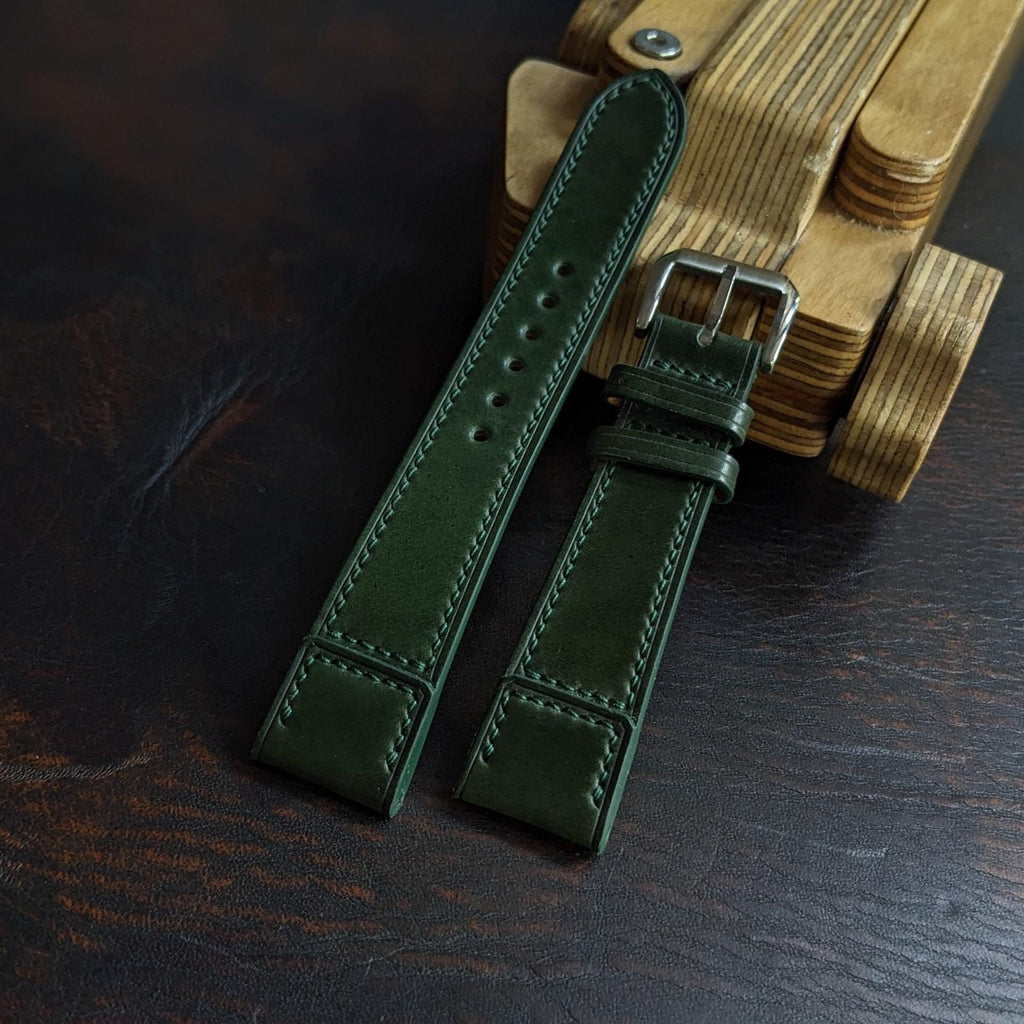 dark green shell cordovan leather watch strap – photo 7