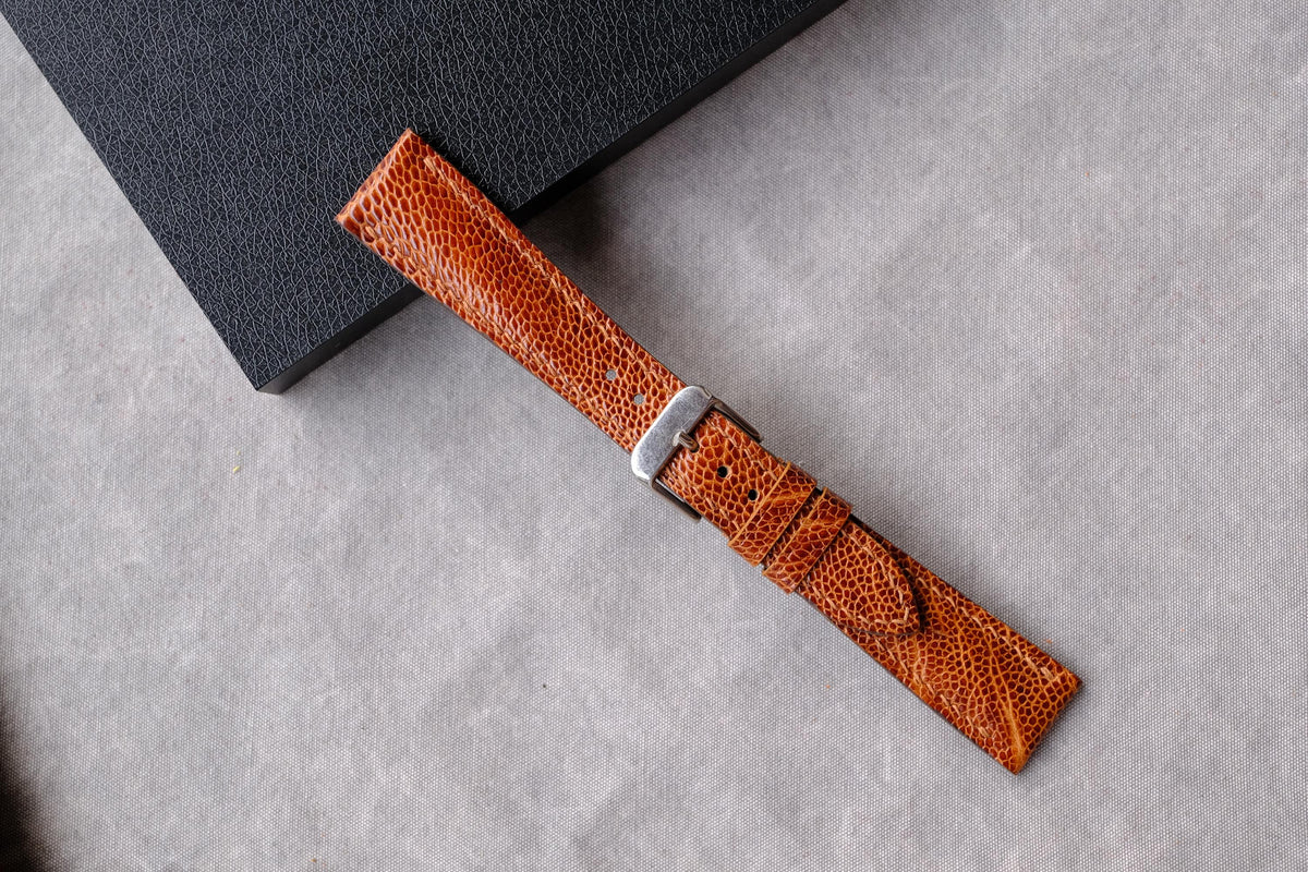 cognac ostrich leg leather watch strap – photo 4