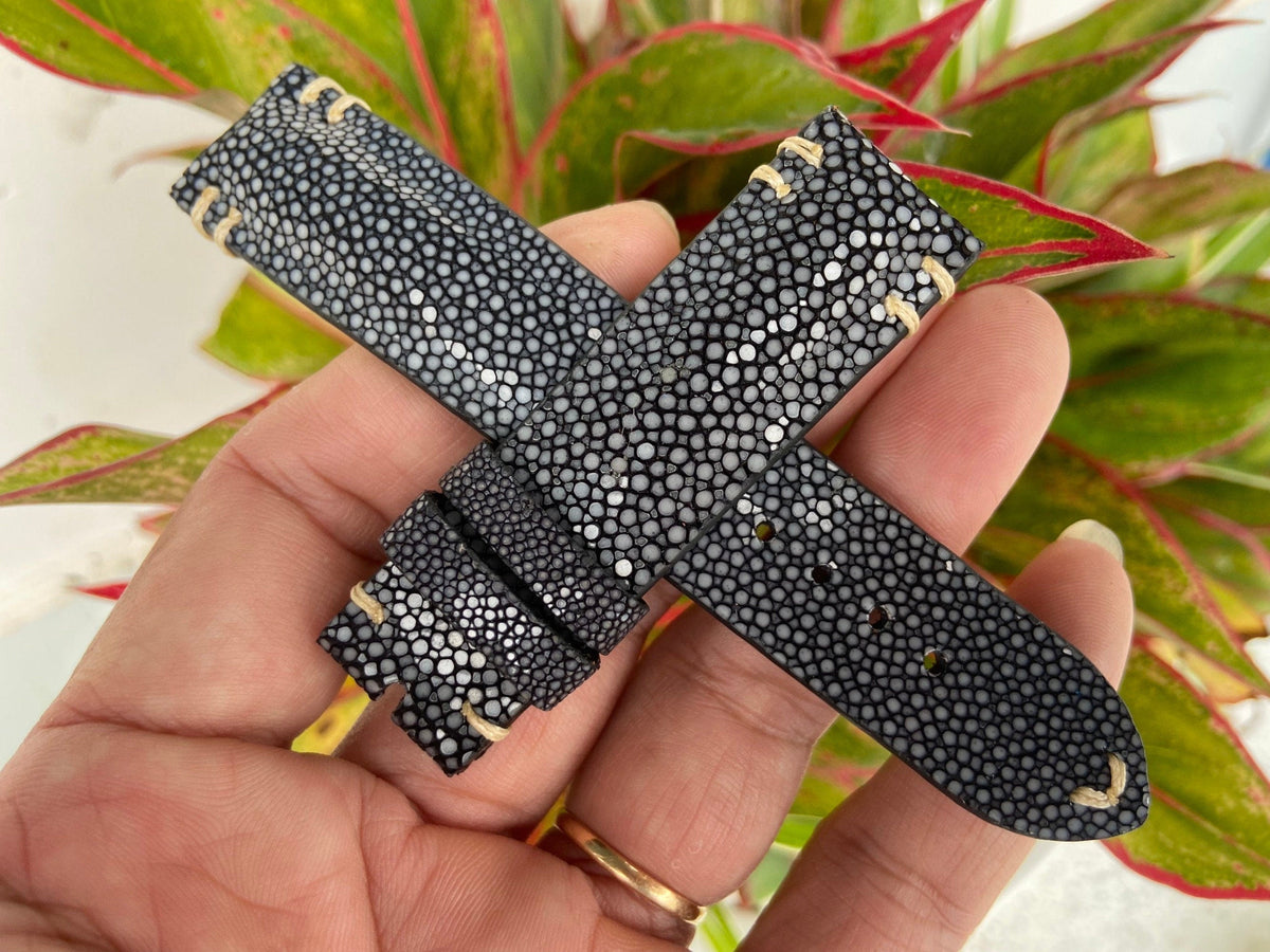 gray black stingray leather watch strap – photo 7