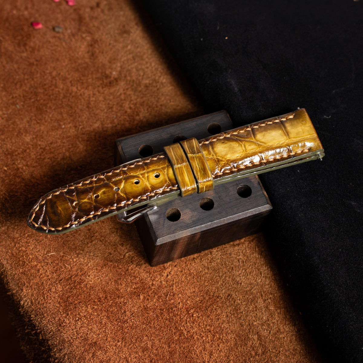 patina honey alligator leather watch strap – photo 7