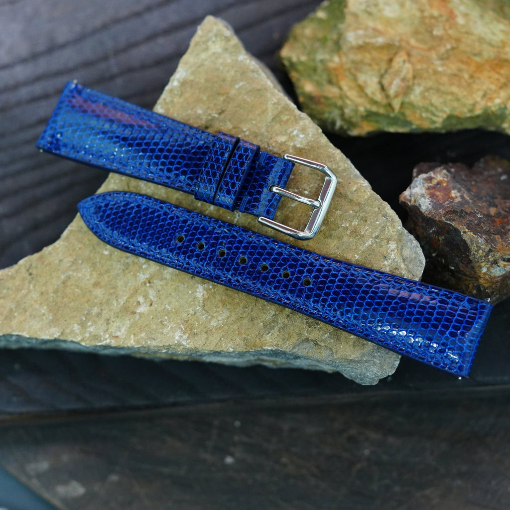 dark blue lizard leather watch strap – photo 6