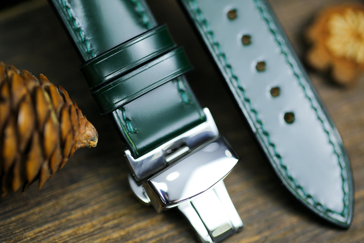 army green shell cordovan leather watch strap – photo 5