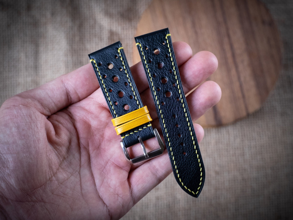 black & yellow vachetta leather watch strap – photo 7