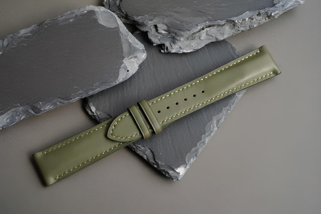 green waxed leather watch strap – photo 4